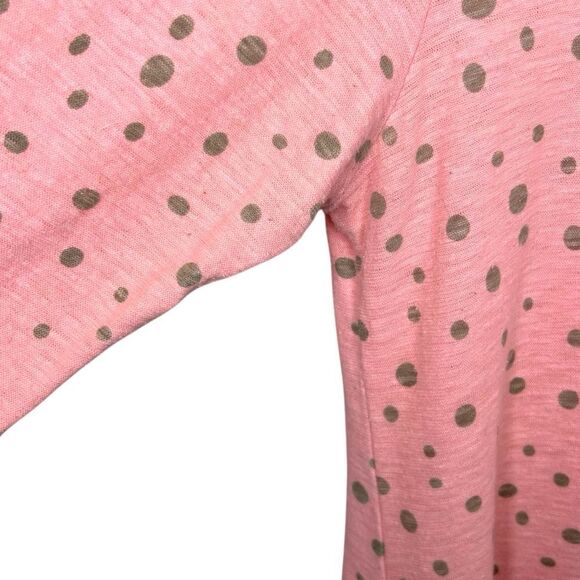 Cut Loose Pink Polka Dot Linen Cotton Lagenlook Blouse Shirt Hi Low Tunic Large - Picture 3 of 6